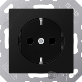 Розетка
A VIVA,  A creation,  A 550,  A flow,  без шторок,  с заземлением,  одинарная,  безвинтовые клеммы,   цвет - черный матовый,  пластмасса,  A1520BFSWM,  A 1520 BF SWM,  JUNG
 - PULSAL.RU