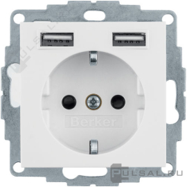 Розетка USB A+A, 2.4А с электрической розеткой
S.1,  B.3,  B.7,  USB type-A 5V,  Электр. с USB,  двойная,   цвет - белый матовый,  пластмасса,  48031909,  4803 19 09,  Berker
 - PULSAL.RU