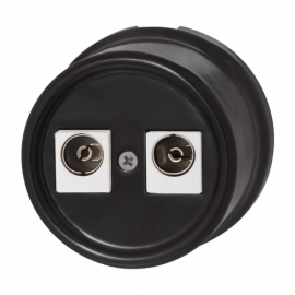 Розетка оконечная
Лизетта,  телевизионная (TV),  двойная,   цвет - черный,  фарфор / керамика,  B1-306-03,  Bironi
 - PULSAL.RU