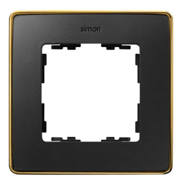 Рамка
Simon 82 Detail,  1 пост,   цвет - черный матовый,  золото,  вертикальная,  горизонтальная,  металл,  пластмасса,  8201610-395,  Simon
 - PULSAL.RU