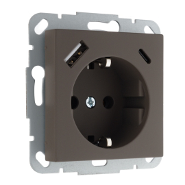 Розетка USB A+C, 3.4А с электрической розеткой
Epsilon,  Retro Liregus,  USB type-C 5V,  USB type-A 5V,  двойная,   цвет - коричневый матовый,  пластмасса,  IUK-3-01.R/ON31,  LIREGUS
 - PULSAL.RU